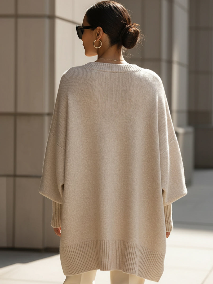 Übergroßer Pullover mit weitem Ausschnitt und Drapierung