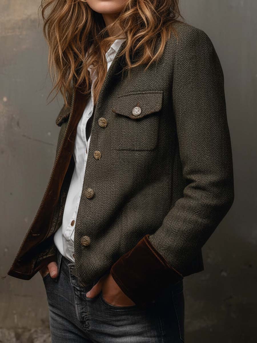 Taillierte Fischgrät-Jacke für Damen