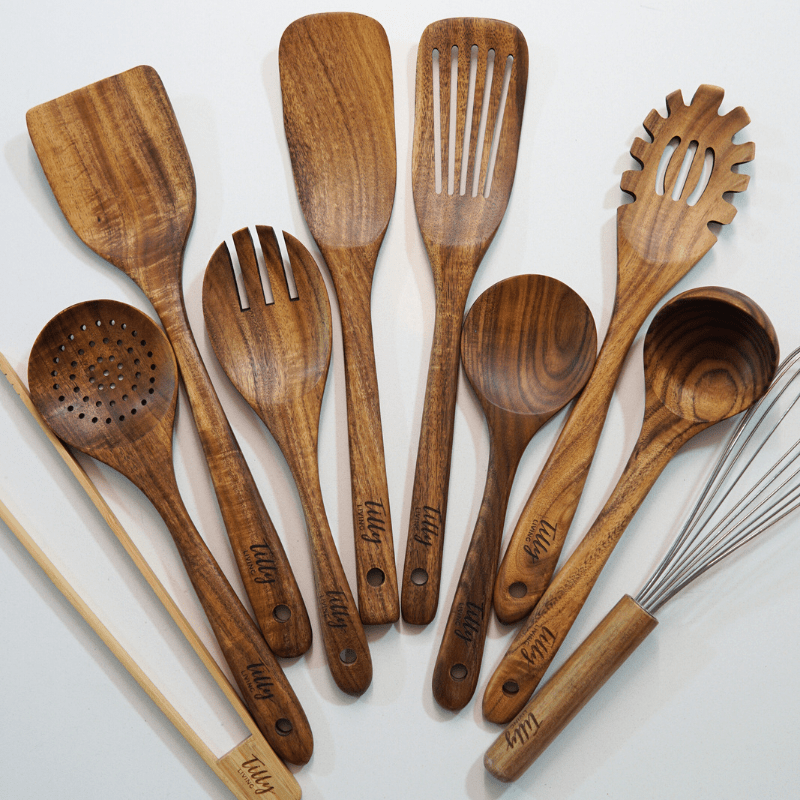 Teak Holz Küchenutensilien Set