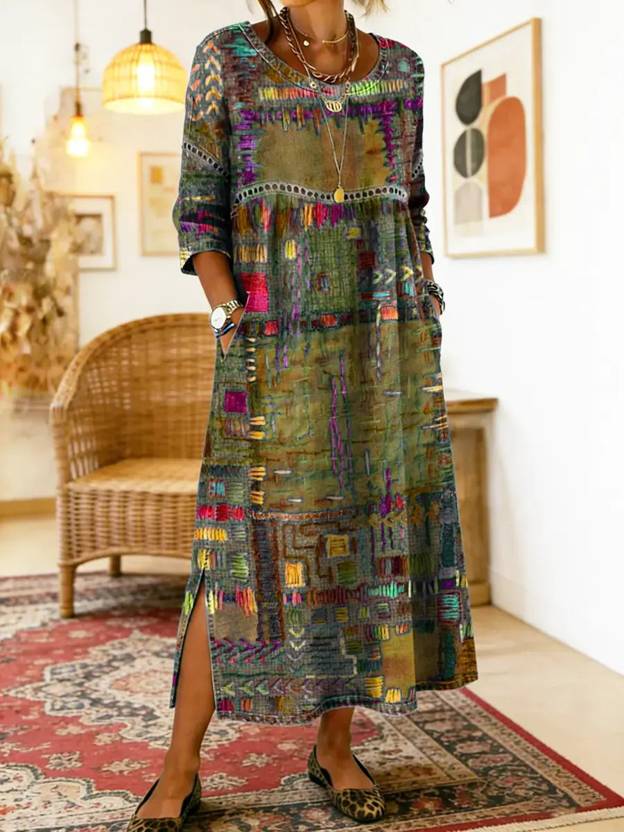 Manuela Kleid mit ethnischem Patchwork
