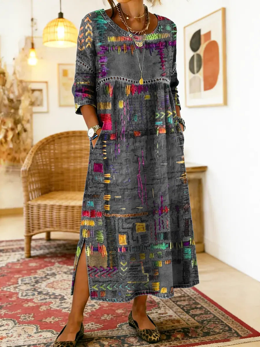 Manuela Kleid mit ethnischem Patchwork