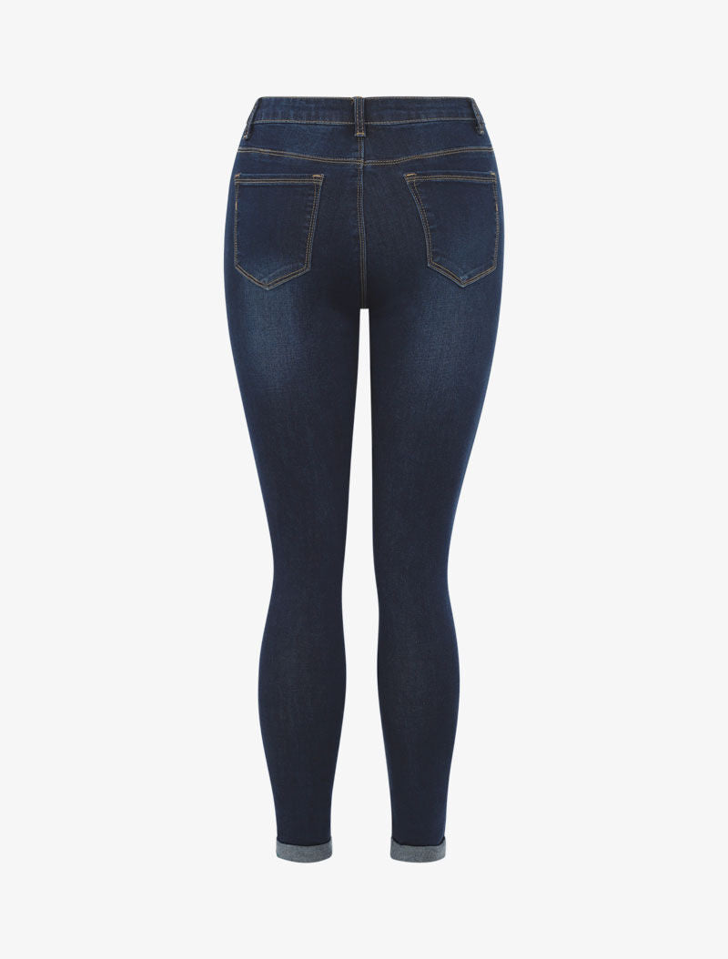 Slim-Jeans mit hohem Bund, 5 Taschen - Blau Denim