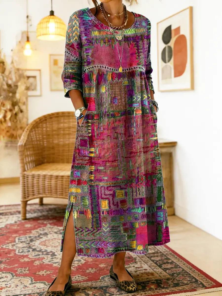 Manuela Kleid mit ethnischem Patchwork