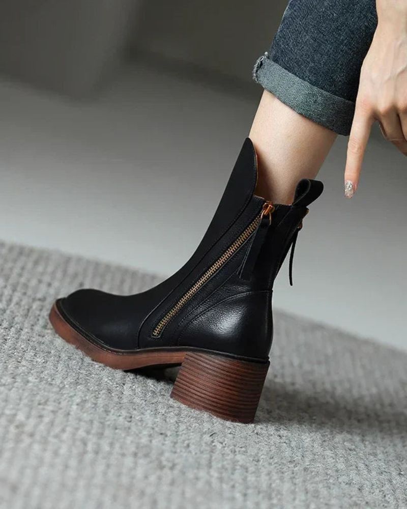 Pernelle Lederstiefel mit Blockabsatz