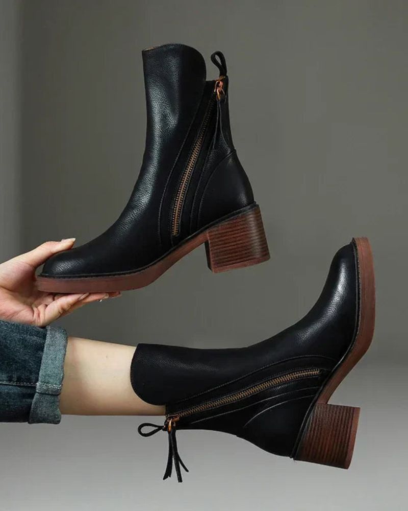 Pernelle Lederstiefel mit Blockabsatz