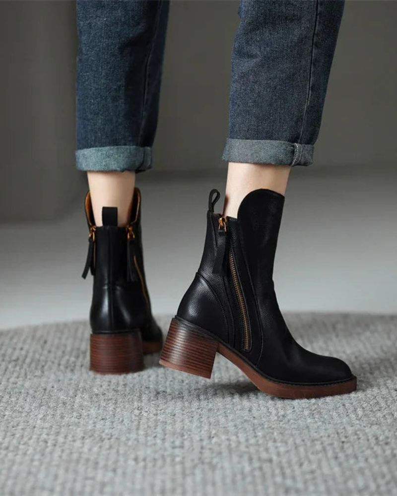 Pernelle Lederstiefel mit Blockabsatz