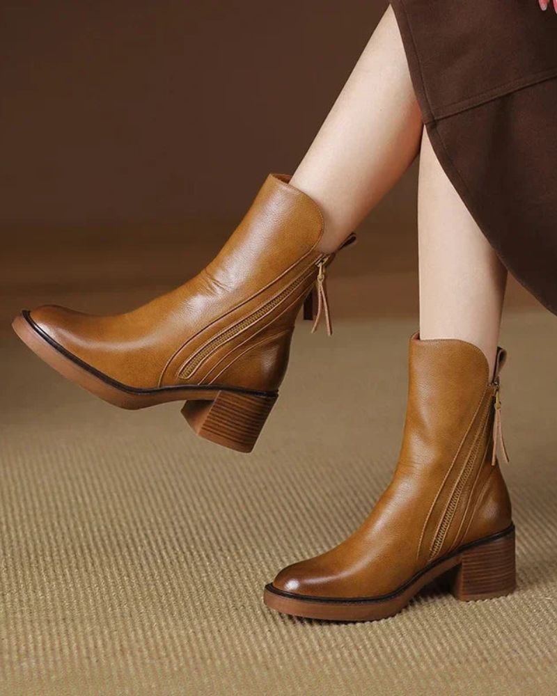 Pernelle Lederstiefel mit Blockabsatz
