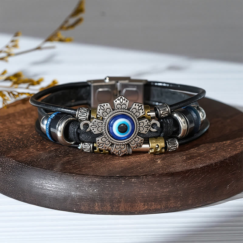 Handgeflochtenes Boho Türkis Charm Lederarmband