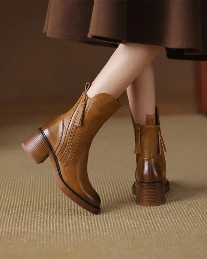 Pernelle Lederstiefel mit Blockabsatz