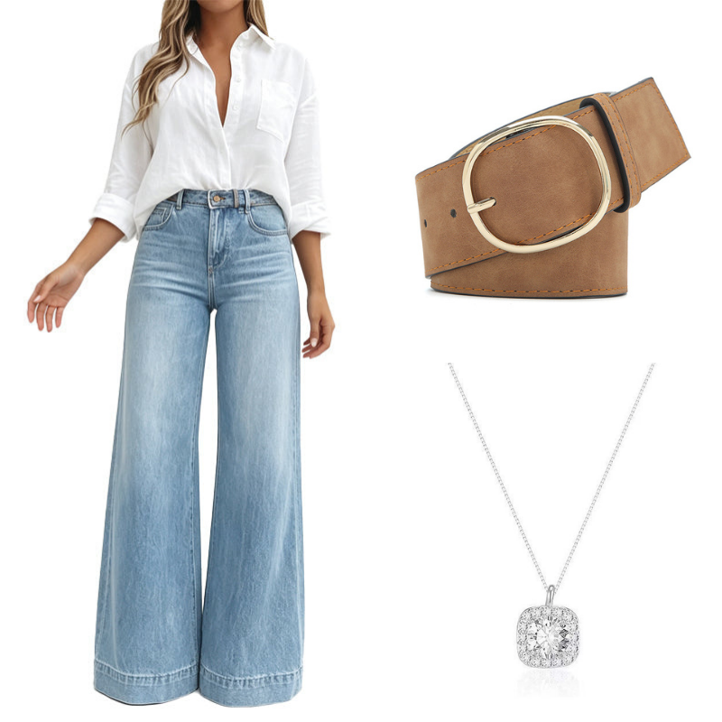 Beinverlängernde Wide-Leg Jeans