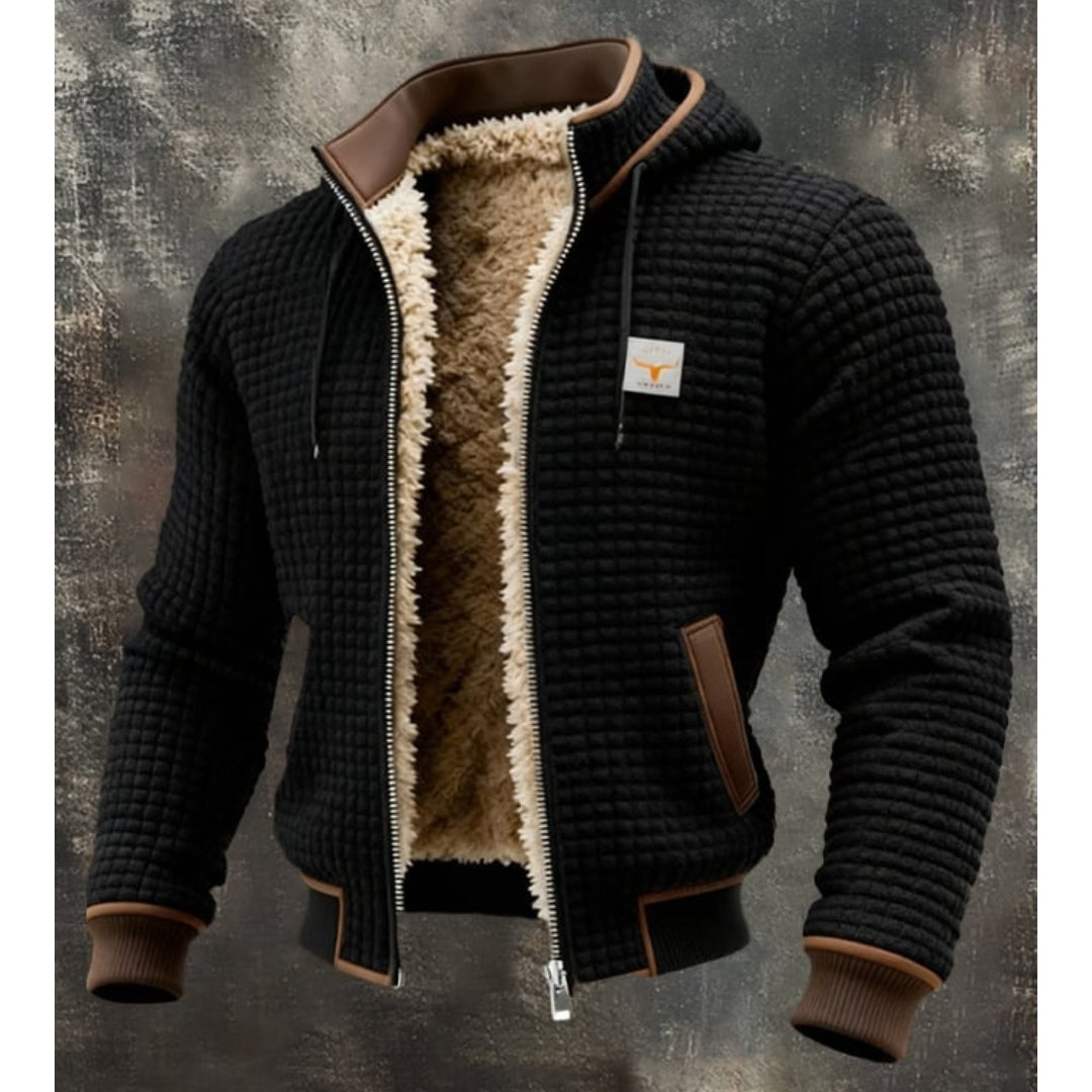 Herren Thermische Fleece Winterjacke – Gesteppte Kapuzenjacke mit Reißverschluss, Sherpa-Futter und windabweisender Oberfläche