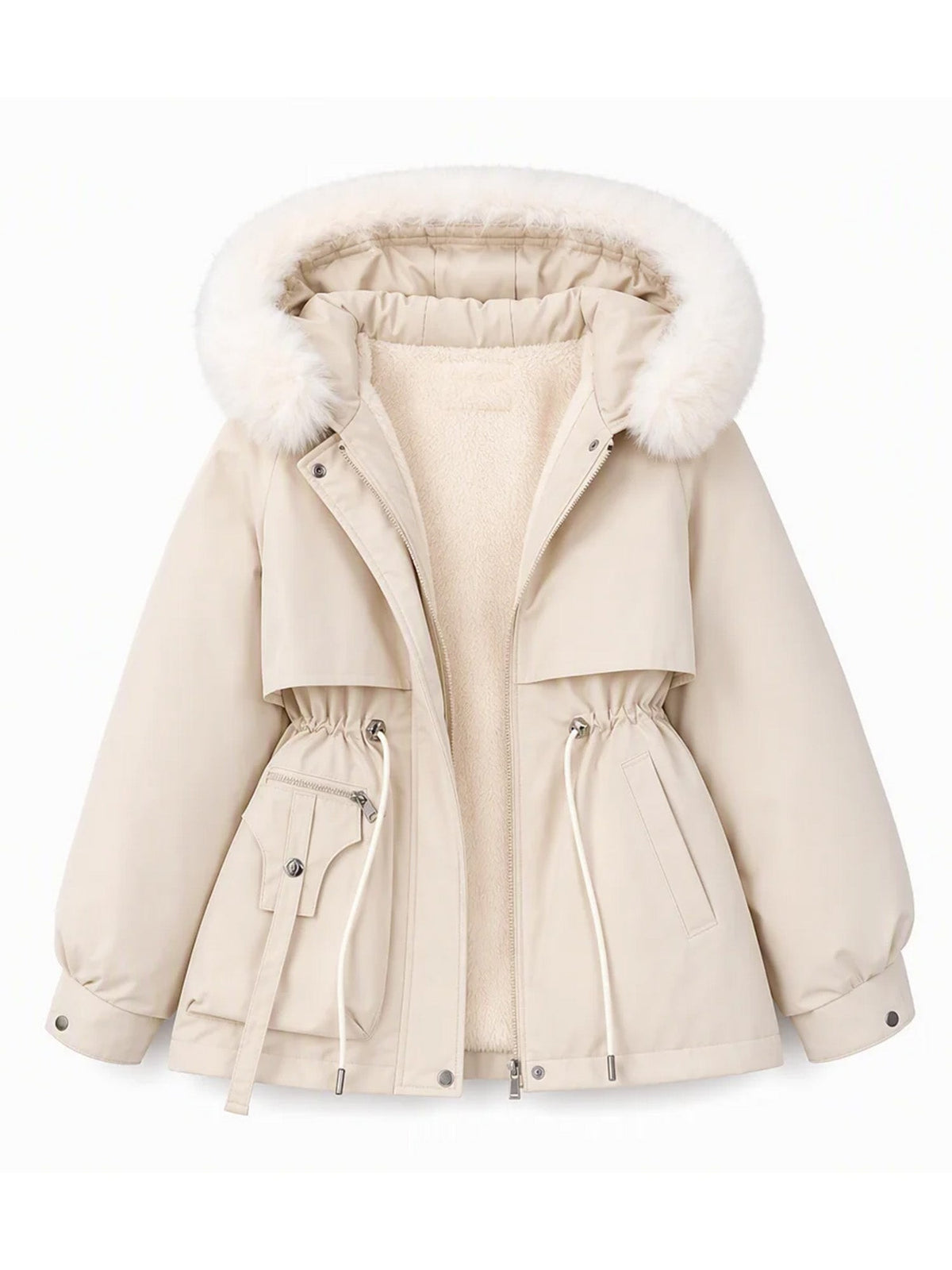 Damen Winter Kunstpelz Gefütterte Parka