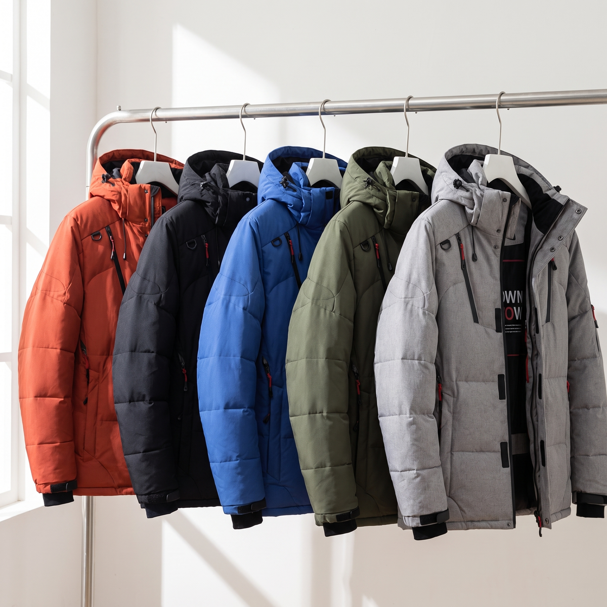 Herren-Pufferjacke - 7-Taschen-Daunenjacke mit Kapuze für den Winter