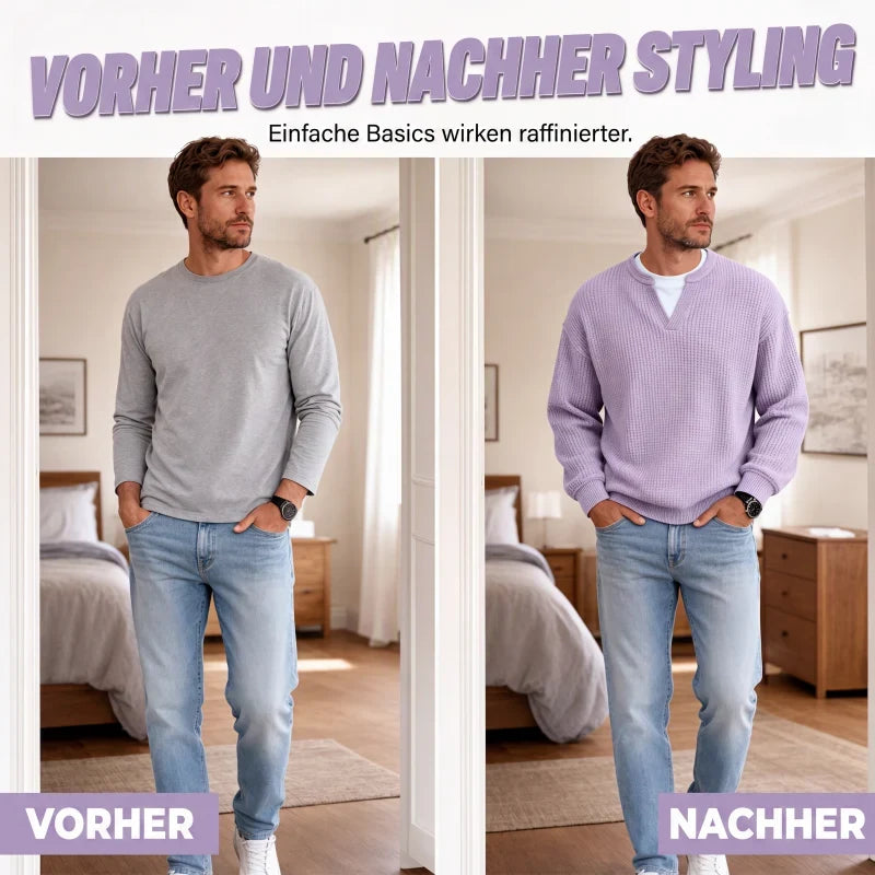 Strukturierter Waffel-Pullover für Herren