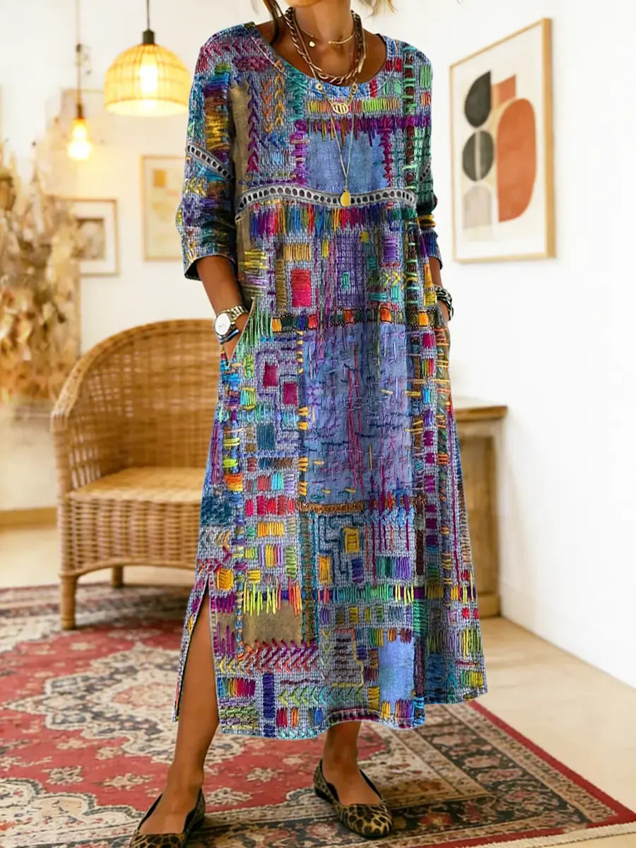 Manuela Kleid mit ethnischem Patchwork