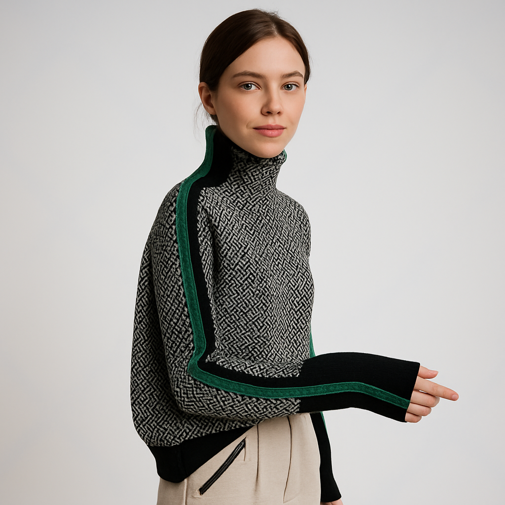 Avery Eleganter Kontrastrollkragenpullover