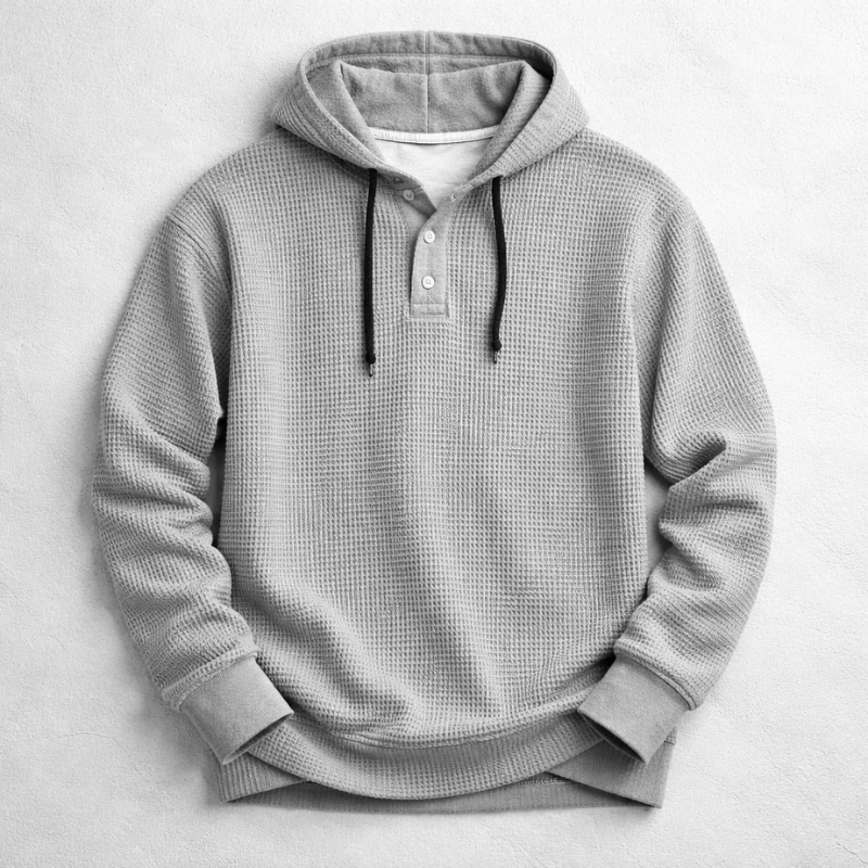 Beaumont Waffelstrick Henley Hoodie
