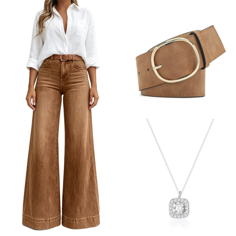 Beinverlängernde Wide-Leg Jeans