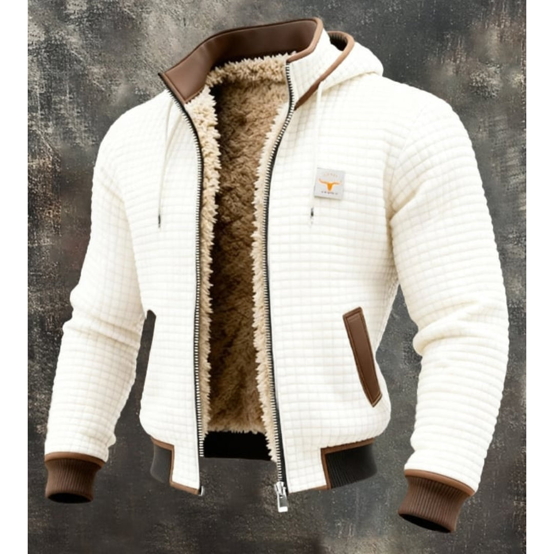 Herren Thermische Fleece Winterjacke – Gesteppte Kapuzenjacke mit Reißverschluss, Sherpa-Futter und windabweisender Oberfläche