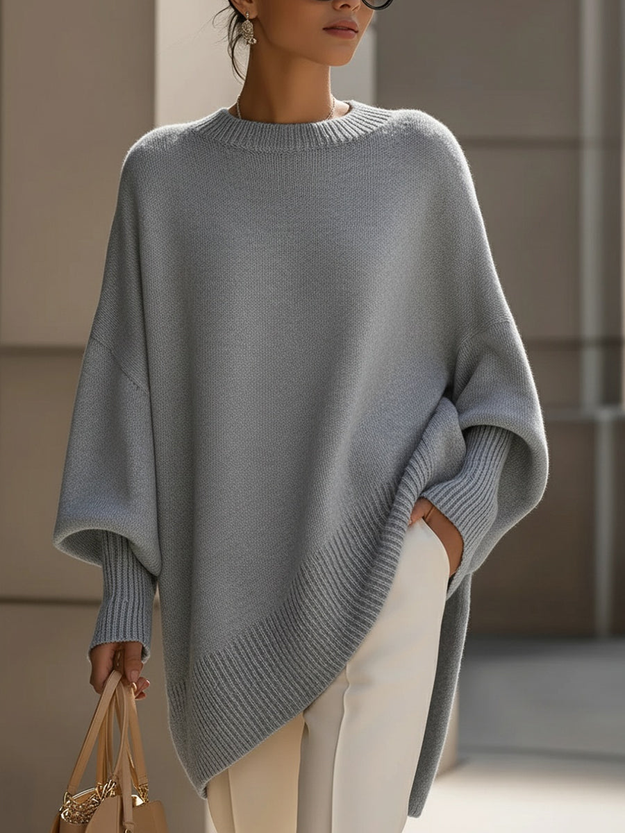 Übergroßer Pullover mit weitem Ausschnitt und Drapierung
