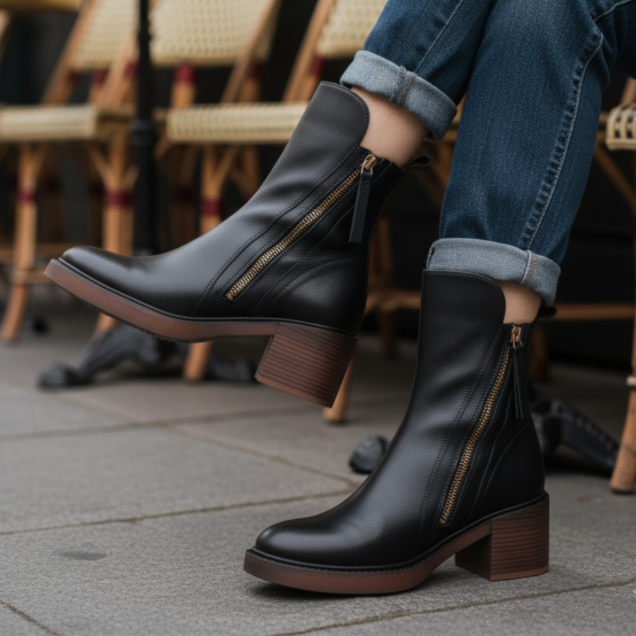 Pernelle Lederstiefel mit Blockabsatz