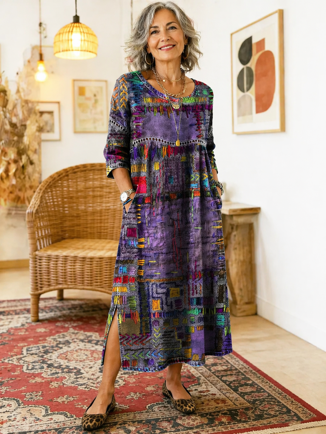 Manuela Kleid mit ethnischem Patchwork