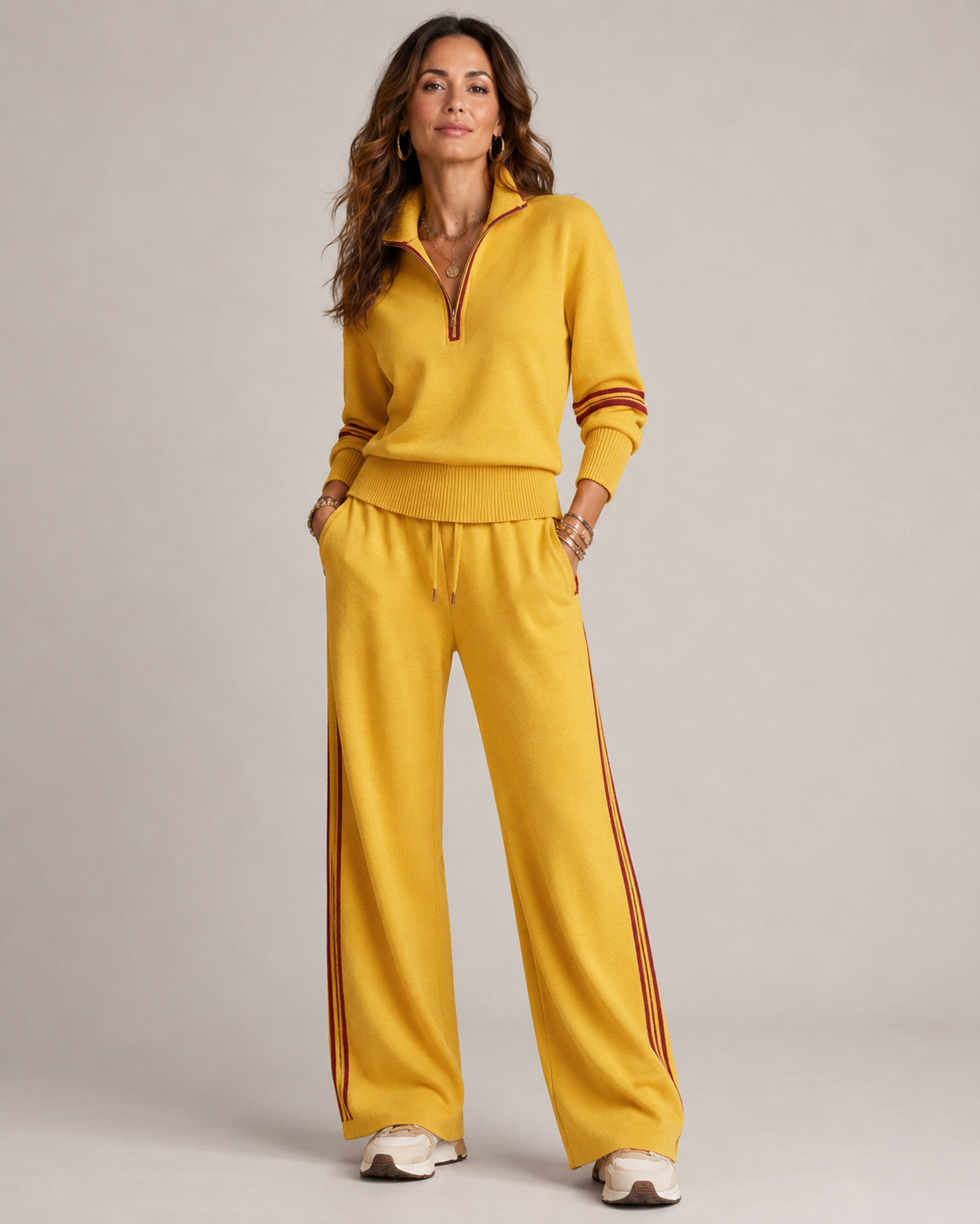 Ensemble Pantalon Zip Mi-Haut pour Femmes