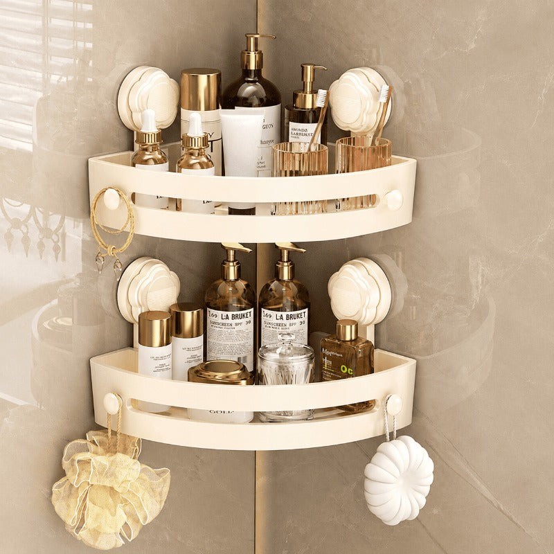 Badezimmer-Eckregal mit starker Saugkraft