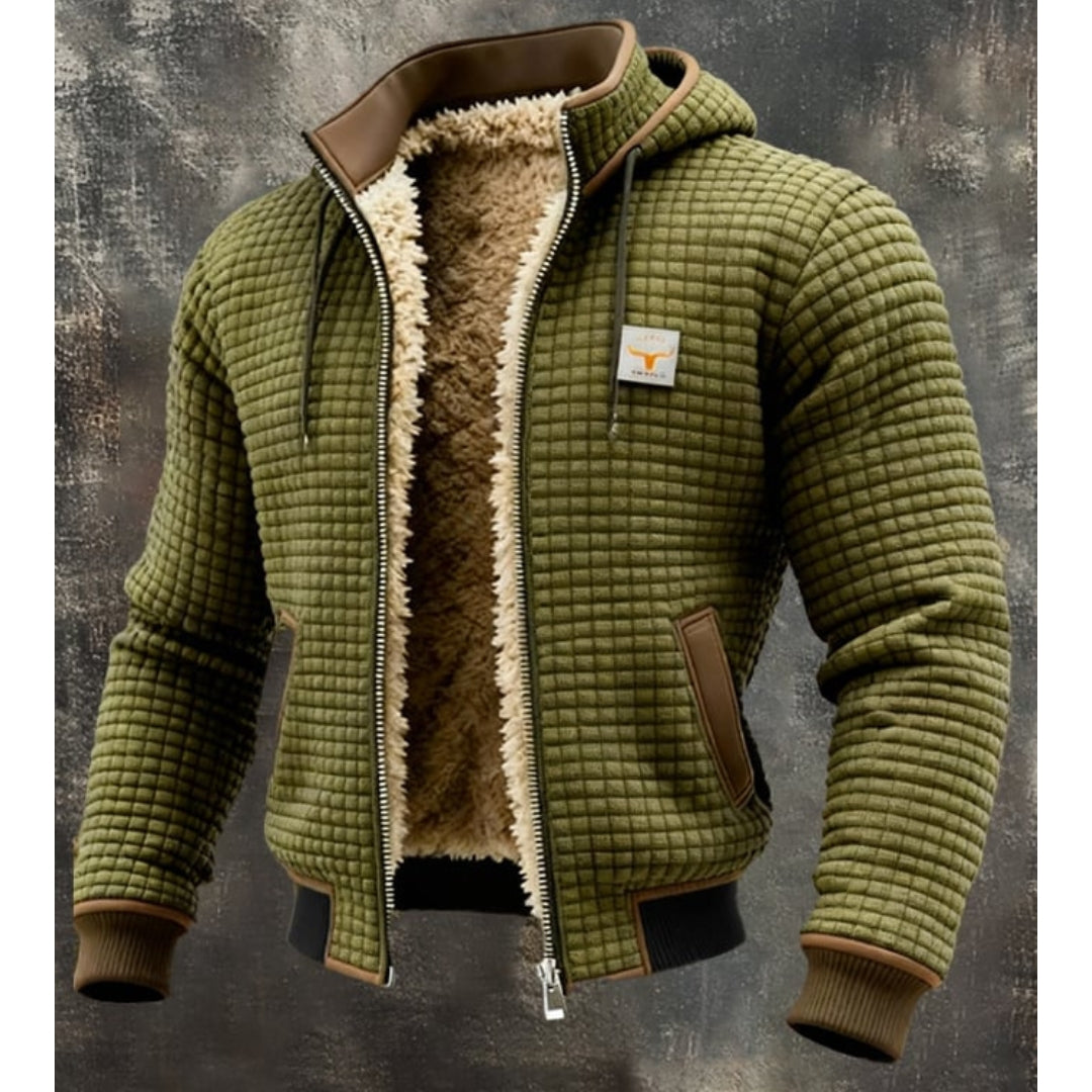 Herren Thermische Fleece Winterjacke – Gesteppte Kapuzenjacke mit Reißverschluss, Sherpa-Futter und windabweisender Oberfläche