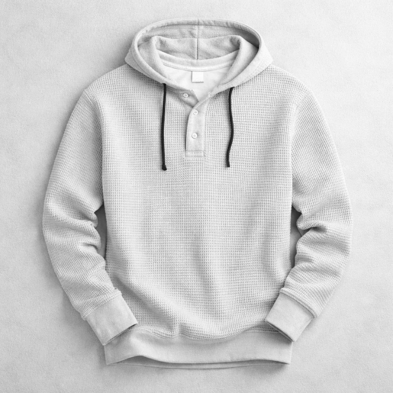 Beaumont Waffelstrick Henley Hoodie