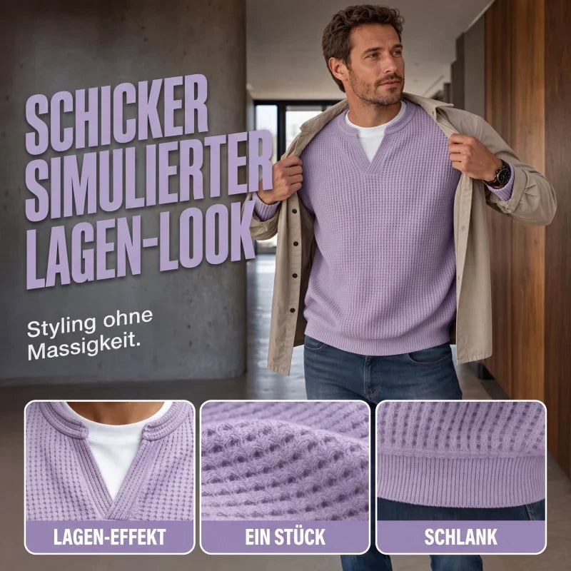 Strukturierter Waffel-Pullover für Herren