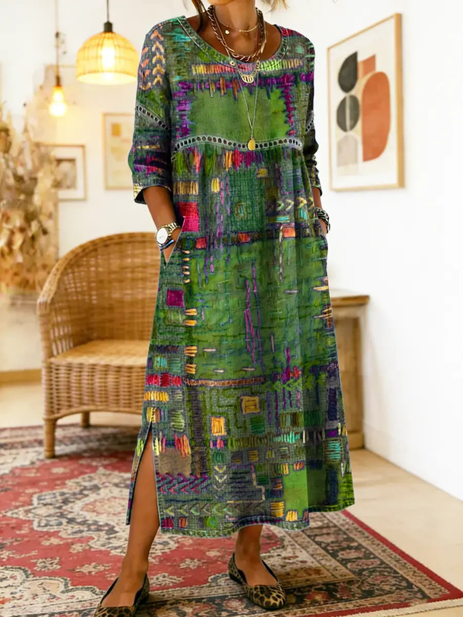 Manuela Kleid mit ethnischem Patchwork