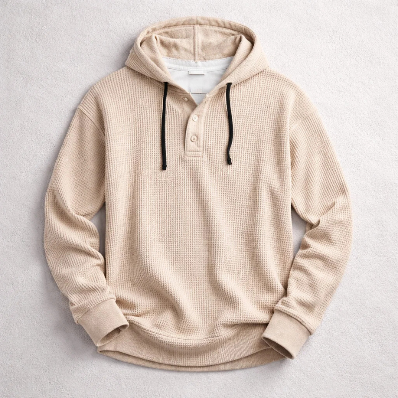 Beaumont Waffelstrick Henley Hoodie