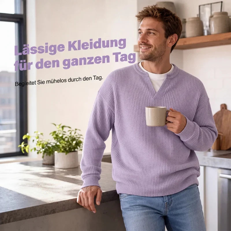 Strukturierter Waffel-Pullover für Herren