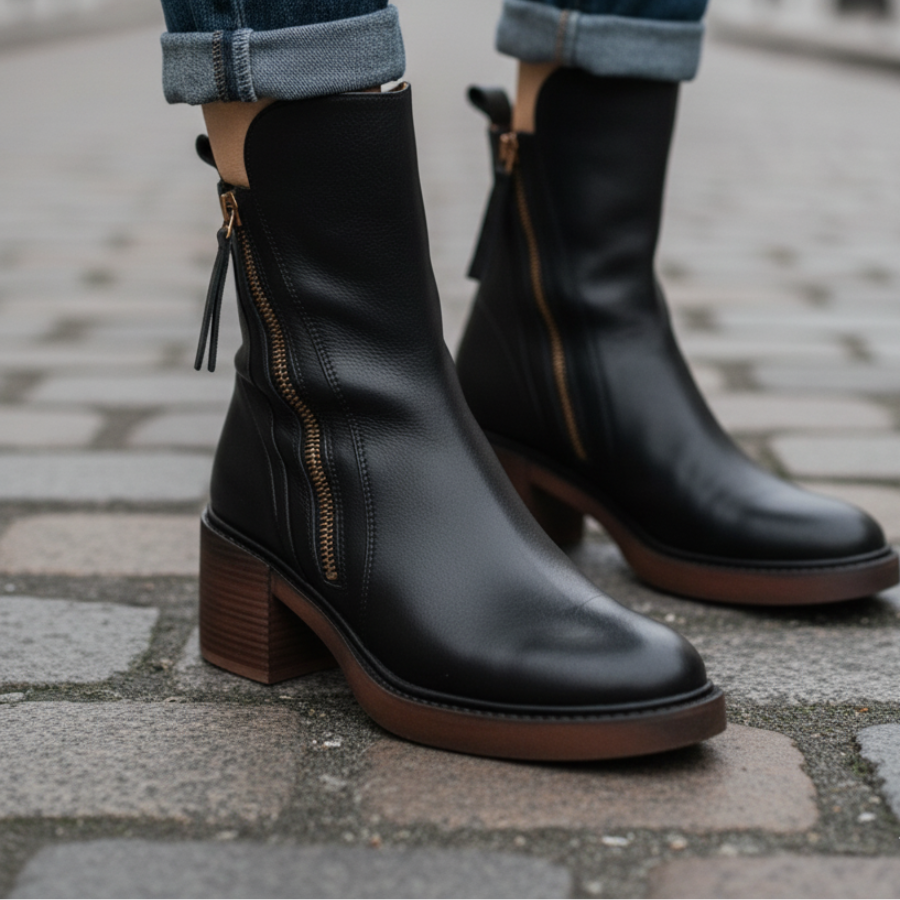 Pernelle Lederstiefel mit Blockabsatz