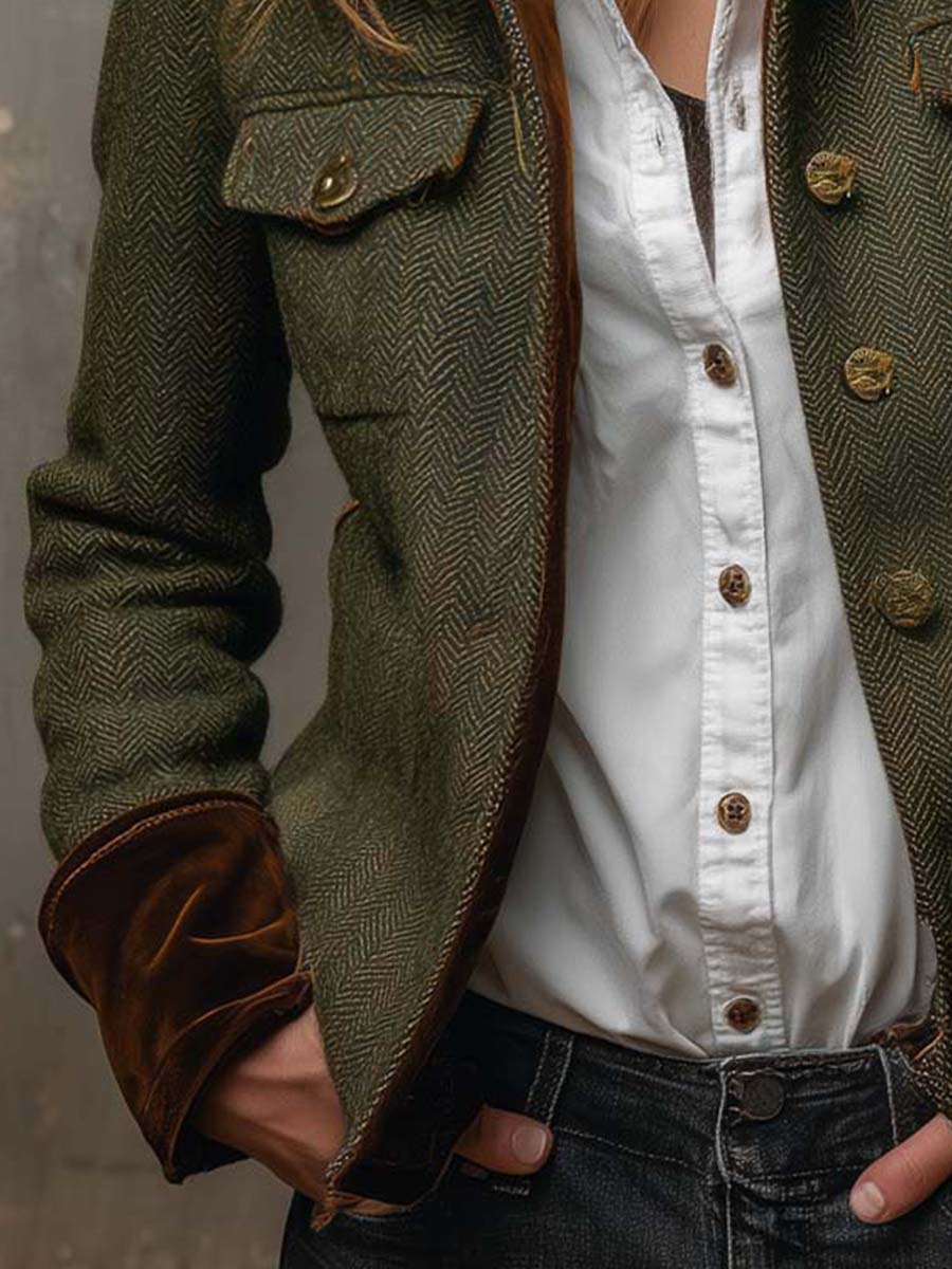 Taillierte Fischgrät-Jacke für Damen