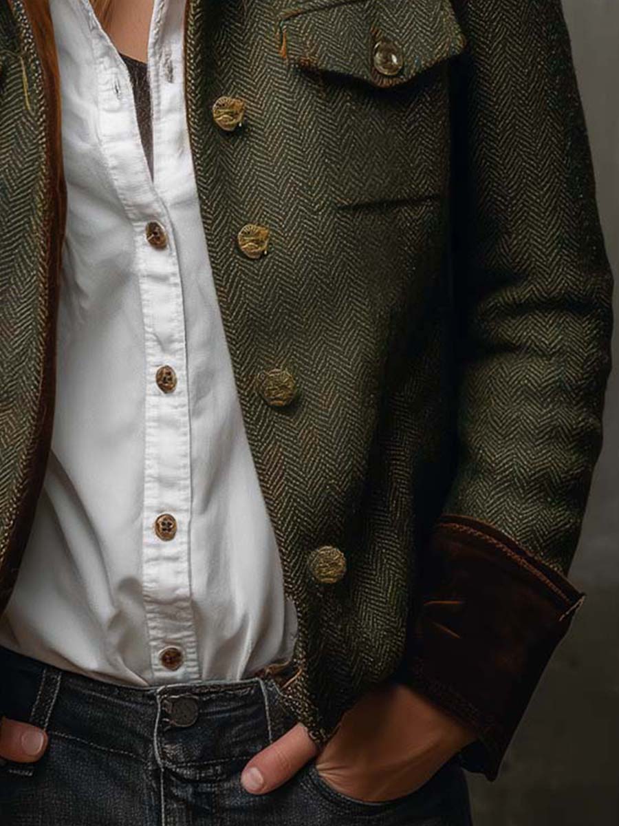 Taillierte Fischgrät-Jacke für Damen