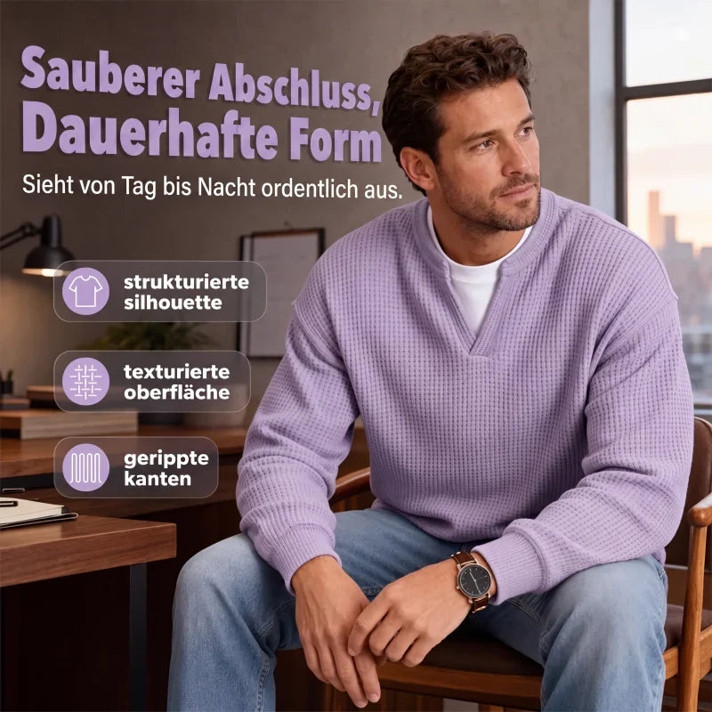 Strukturierter Waffel-Pullover für Herren