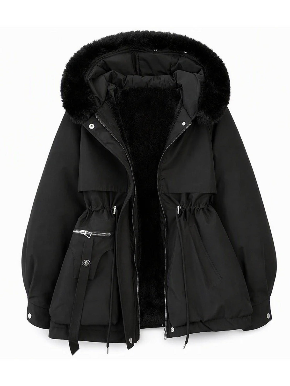 Damen Winter Kunstpelz Gefütterte Parka
