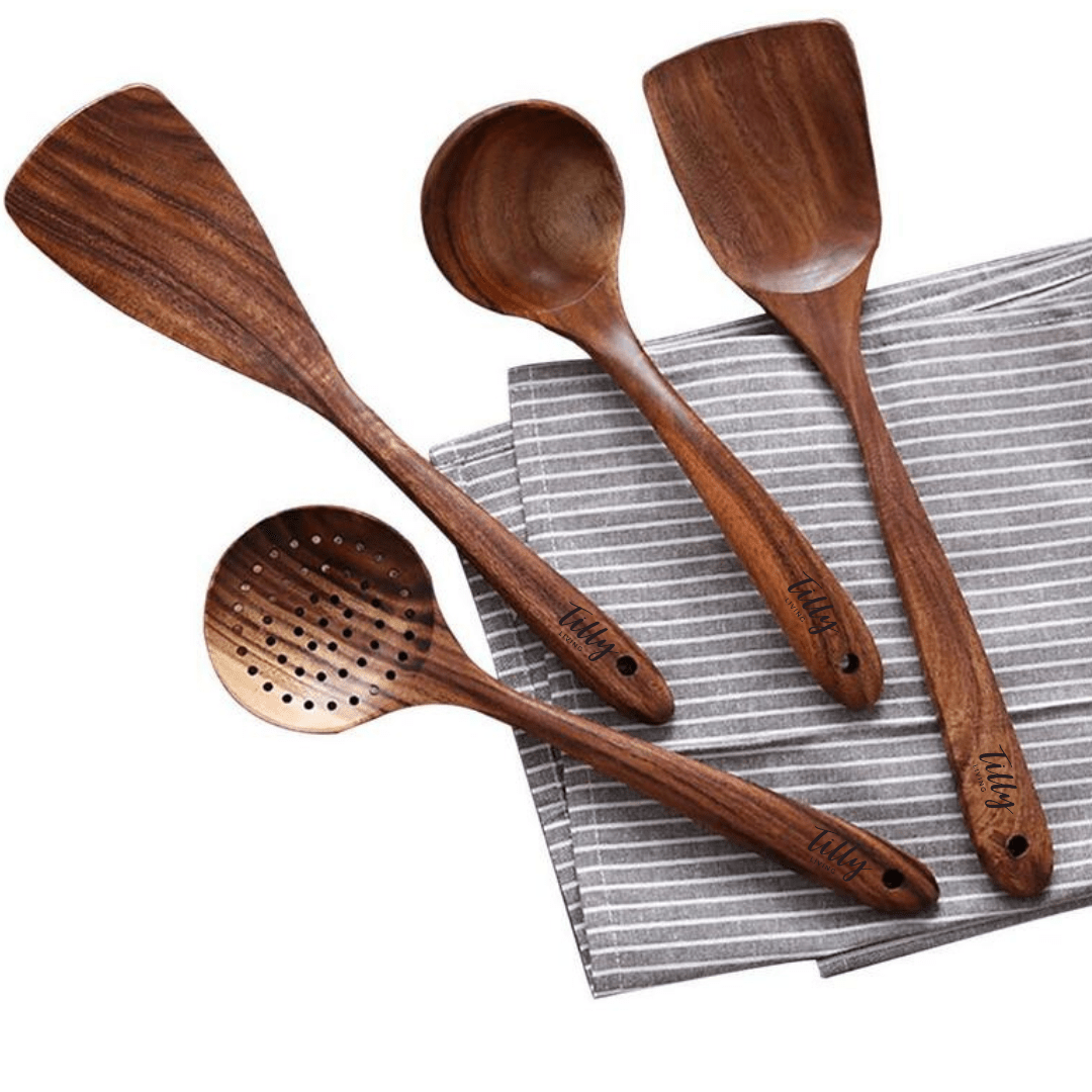 Teak Holz Küchenutensilien Set