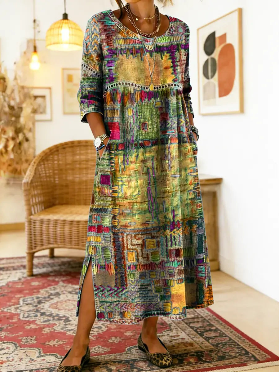 Manuela Kleid mit ethnischem Patchwork