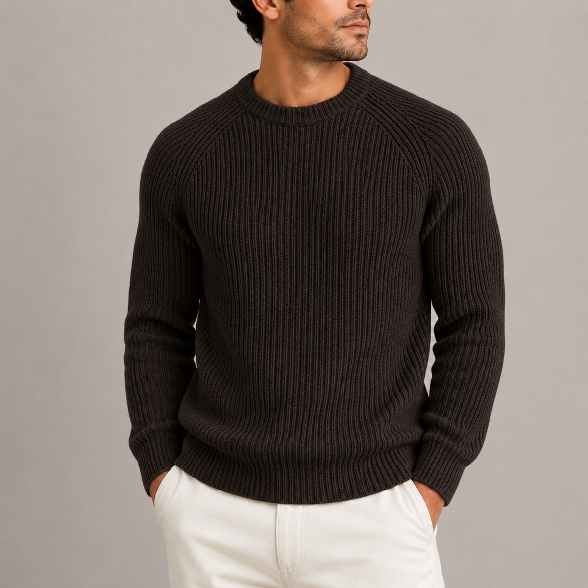 Herren Heavyweight Fisherman Rib Knit Pullover