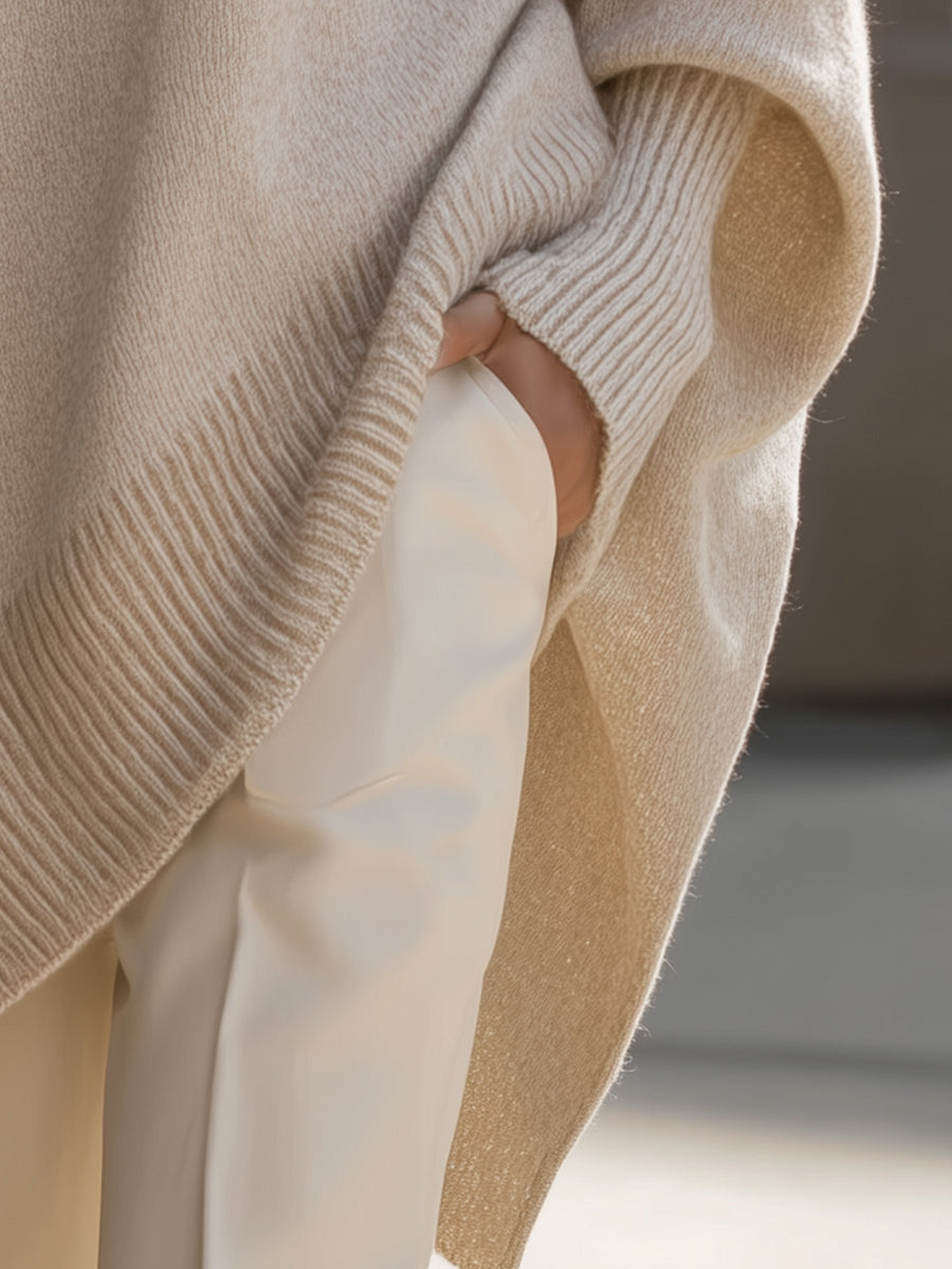 Übergroßer Pullover mit weitem Ausschnitt und Drapierung