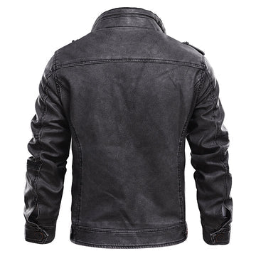 Herren-Lederjacke mit mehreren Taschen – strukturierte Utility-Jacke für Herbst und Winter