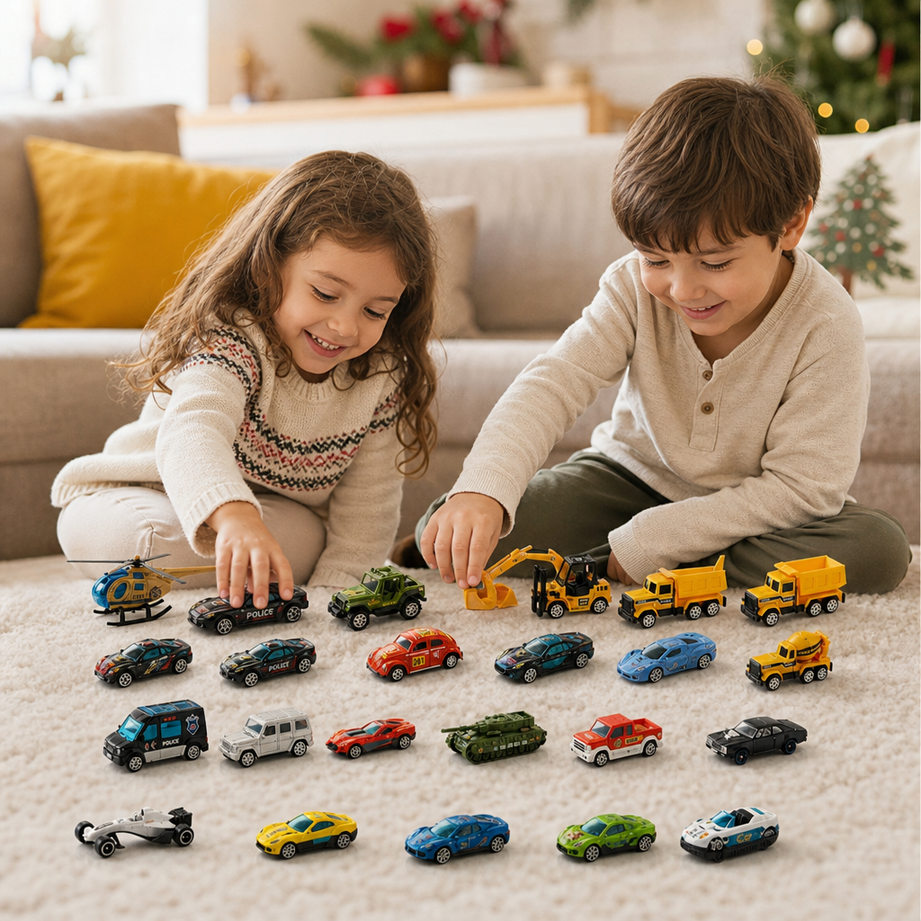 Adventskalender mit Die-Cast-Autos für Kinder