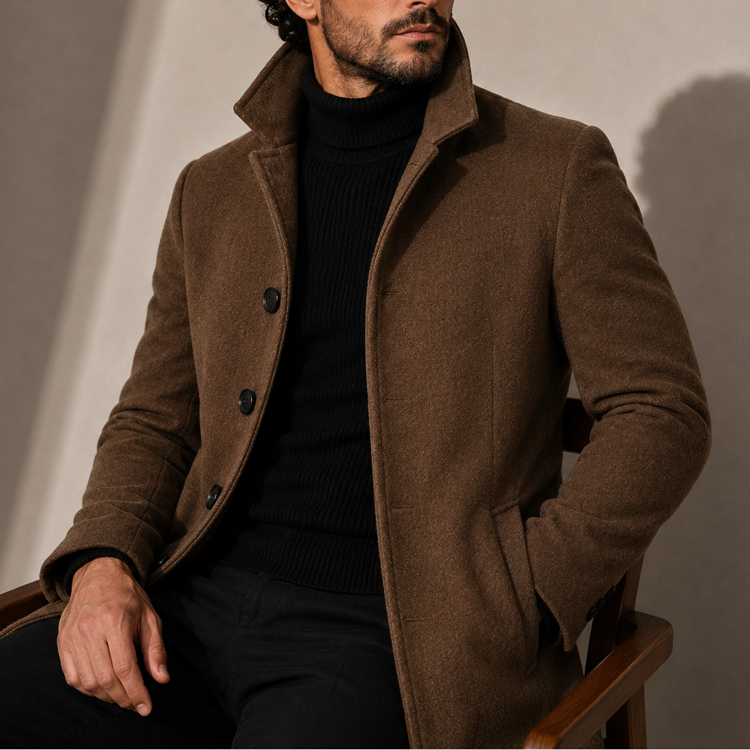 Herren Stehkragenmantel – Taillierter Wintermantel