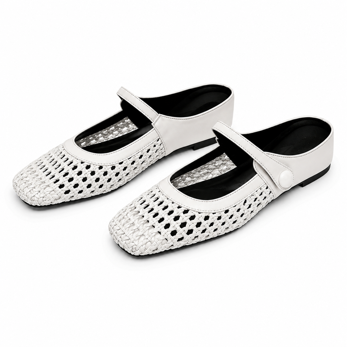 Clogs aus geflochtenem Gewebe mit quadratischer Spitze