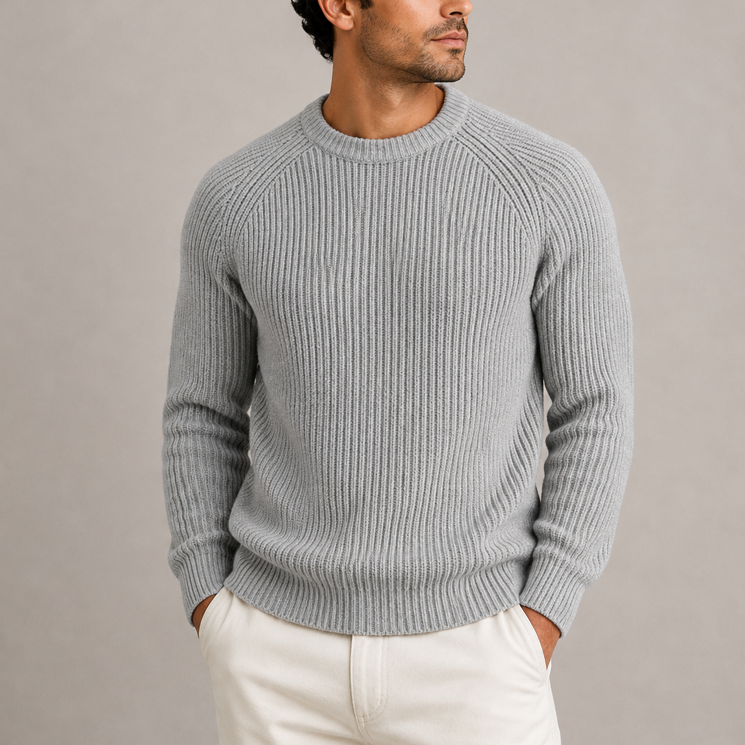 Herren Heavyweight Fisherman Rib Knit Pullover