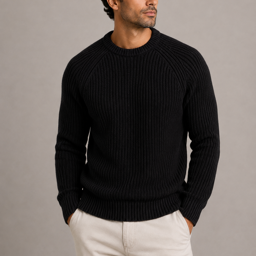 Herren Heavyweight Fisherman Rib Knit Pullover