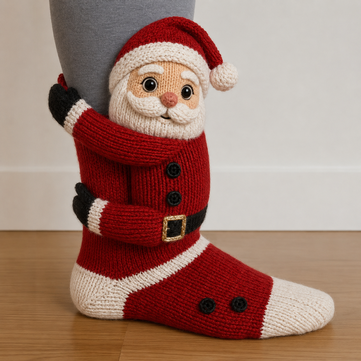 3D Umarmende Weihnachts-Socken mit süßem Strickdesign